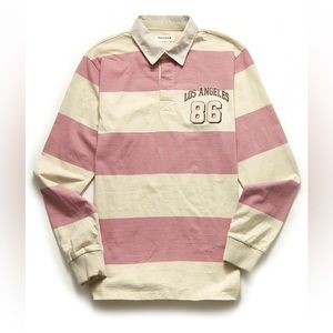 PACSUN LA Striped Long Sleeve Rugby Polo Shirt -  XL
